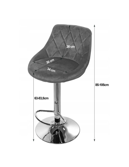 Scaun de bucatarie/bar, Artool, Kast, rotativ, catifea, bej si auriu, 45.5x49x85-105 cm