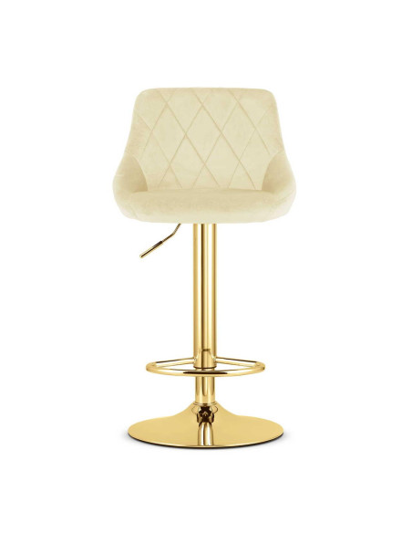 Scaun de bucatarie/bar, Artool, Kast, rotativ, catifea, bej si auriu, 45.5x49x85-105 cm