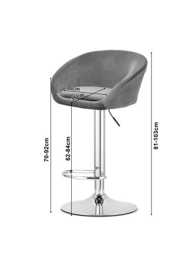 Scaun de bucatarie/bar, Artool, East, rotativ, catifea, negru, 53x46x81-103 cm