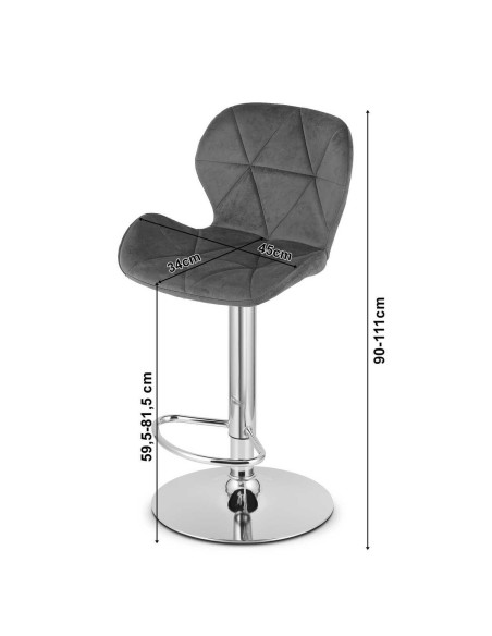 Scaun de bucatarie/bar, Artool, West, rotativ, catifea, bleumarin si negru, 46x48.5x90-111 cm