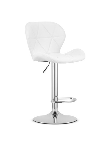 Scaun de bucatarie/bar, Artool, West, rotativ, piele ecologica, alb si argintiu, 46x48.5x90-111 cm