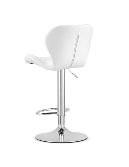 Scaun de bucatarie/bar, Artool, West, rotativ, piele ecologica, alb si argintiu, 46x48.5x90-111 cm