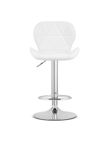 Scaun de bucatarie/bar, Artool, West, rotativ, piele ecologica, alb si argintiu, 46x48.5x90-111 cm