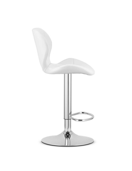 Scaun de bucatarie/bar, Artool, West, rotativ, piele ecologica, alb si argintiu, 46x48.5x90-111 cm