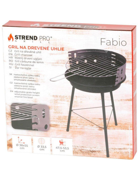 Gratar gradina cu carbuni, grill rotund, 33.5 cm, 38x38x55 cm, Fabio