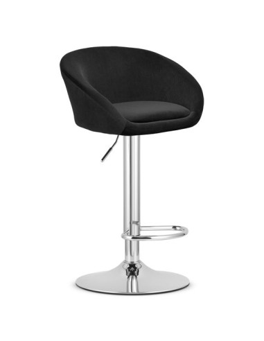 Scaun de bucatarie/bar, Artool, East, rotativ, catifea, negru si argintiu, 53x46x81-103 cm