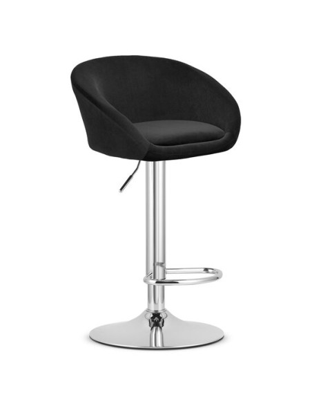 Scaun de bucatarie/bar, Artool, East, rotativ, catifea, negru si argintiu, 53x46x81-103 cm