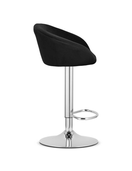 Scaun de bucatarie/bar, Artool, East, rotativ, catifea, negru si argintiu, 53x46x81-103 cm