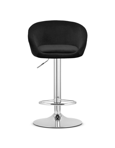 Scaun de bucatarie/bar, Artool, East, rotativ, catifea, negru si argintiu, 53x46x81-103 cm