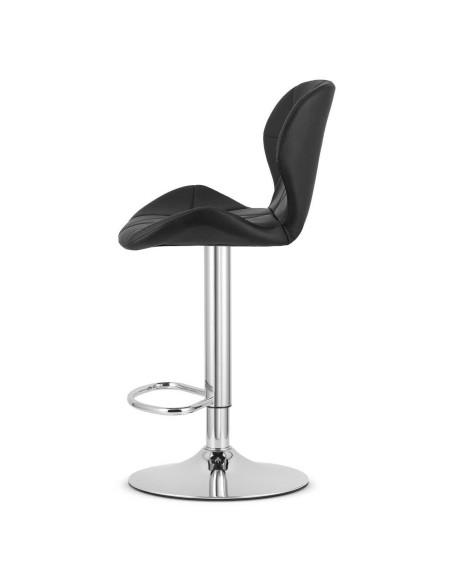 Scaun de bucatarie/bar, Artool, West, rotativ, piele ecologica, negru si argintiu, 46x48.5x90-111 cm
