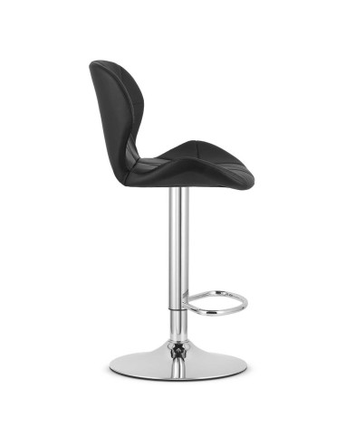 Scaun de bucatarie/bar, Artool, West, rotativ, piele ecologica, negru si argintiu, 46x48.5x90-111 cm