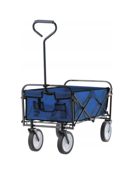 Carucior de gradina, pliabil, Chomik, albastru, max 70 kg, 116x54x90 cm