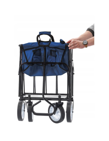 Carucior de gradina, pliabil, Chomik, albastru, max 70 kg, 116x54x90 cm