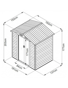 Casuta/magazie/sopron de gradina pentru depozitare unelte, metal, maro natur, 193x152x203 cm, Strend Pro 2