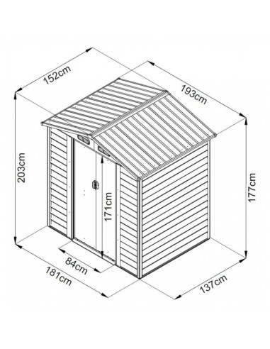Casuta/magazie/sopron de gradina pentru depozitare unelte, metal, maro natur, 193x152x203 cm, Strend Pro