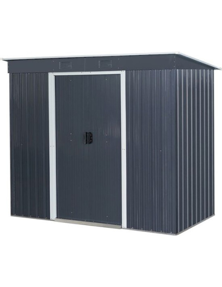 Casuta/magazie/sopron de gradina pentru depozitare unelte, cu structura baza inclusa, metal, gri antracit, 217x110x174 cm, Stren