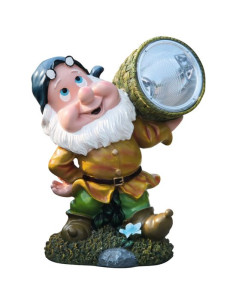 Decoratiune gradina, ceramica, lampa solara, pitic cu cos, 4xLED, 20x15x25 cm, Strend Pro