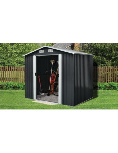 Casuta/magazie/sopron de gradina pentru depozitare unelte, metal, antracit, 236x174x206 cm, Strend Pro 2