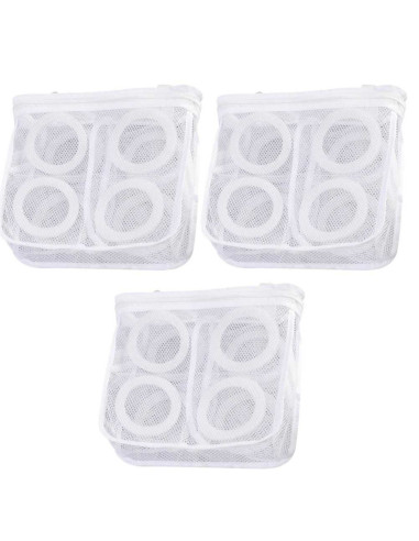Set 3 Saculeti pentru Spalarea si Uscarea Incaltamintei si a Hainelor de Dimensiuni Mici, Poliester, 28 x 27 cm, Alb