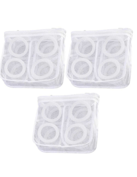 Set 3 Saculeti pentru Spalarea si Uscarea Incaltamintei si a Hainelor de Dimensiuni Mici, Poliester, 28 x 27 cm, Alb