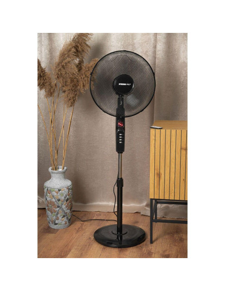 Ventilator cu picior pentru podea, 45 W, 3 viteze, telecomanda, inaltime reglabila, 100-125 cm, diametru 40 cm, Strend Pro