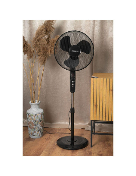 Ventilator cu picior pentru podea, 45 W, 3 viteze, telecomanda, inaltime reglabila, 100-125 cm, diametru 40 cm, Strend Pro