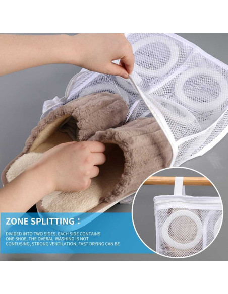 Set 3 Saculeti pentru Spalarea si Uscarea Incaltamintei si a Hainelor de Dimensiuni Mici, Poliester, 28 x 27 cm, Alb