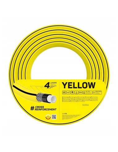 Furtun de gradina, 4 straturi, cu 2 cuple si adaptor, 3/4", 20 m, Cellfast Yellow