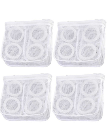Set 4 Saculeti pentru Spalarea si Uscarea Incaltamintei si a Hainelor de Dimensiuni Mici, Poliester, 28 x 27 cm, Alb