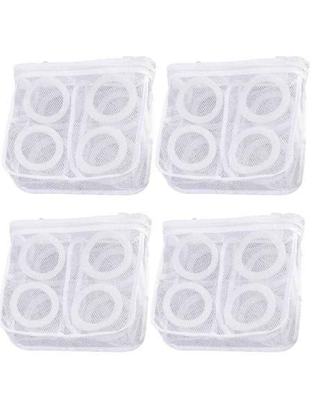 Set 4 Saculeti pentru Spalarea si Uscarea Incaltamintei si a Hainelor de Dimensiuni Mici, Poliester, 28 x 27 cm, Alb