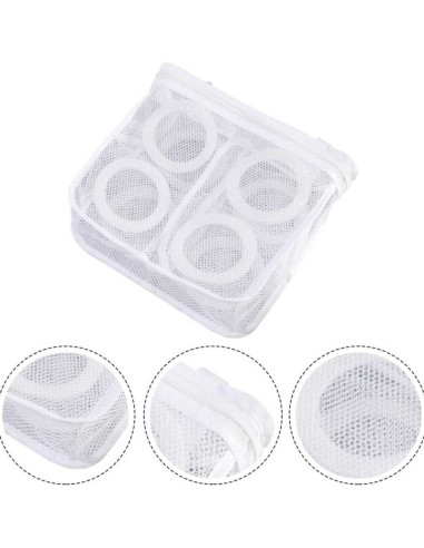 Set 4 Saculeti pentru Spalarea si Uscarea Incaltamintei si a Hainelor de Dimensiuni Mici, Poliester, 28 x 27 cm, Alb