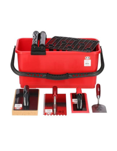 Set aplicare si spalare chit de rosturi cu galeata, gletiera zimti, mistrie, 2 driste, Olejnik