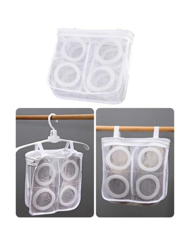 Set 4 Saculeti pentru Spalarea si Uscarea Incaltamintei si a Hainelor de Dimensiuni Mici, Poliester, 28 x 27 cm, Alb