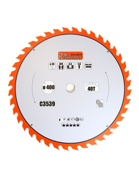 Disc circular vidia pentru lemn, 40 dinti, 400x30 mm, Richmann Exclusive