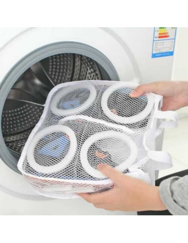 Set 4 Saculeti pentru Spalarea si Uscarea Incaltamintei si a Hainelor de Dimensiuni Mici, Poliester, 28 x 27 cm, Alb