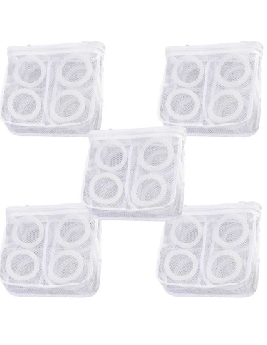Set 5 Saculeti pentru Spalarea si Uscarea Incaltamintei si a Hainelor de Dimensiuni Mici, Poliester, 28 x 27 cm, Alb