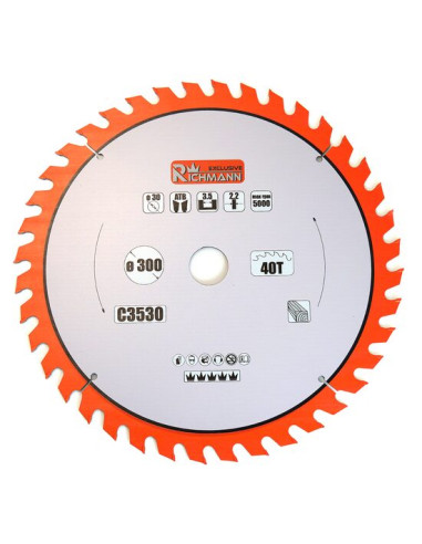 Disc circular vidia pentru lemn, 40 dinti, 300x30 mm, Richmann Exclusive
