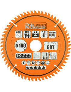Disc circular vidia Multimaterial pentru aluminiu, lemn, 60 dinti, 180x30 mm, Richmann Exclusive