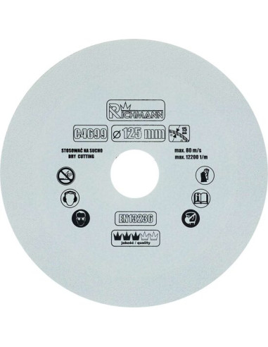 Disc diamantat pentru sticla, taiere uscata, 125x22.23 mm, Richmann
