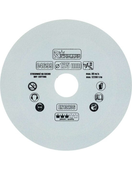 Disc diamantat pentru sticla, taiere uscata, 125x22.23 mm, Richmann