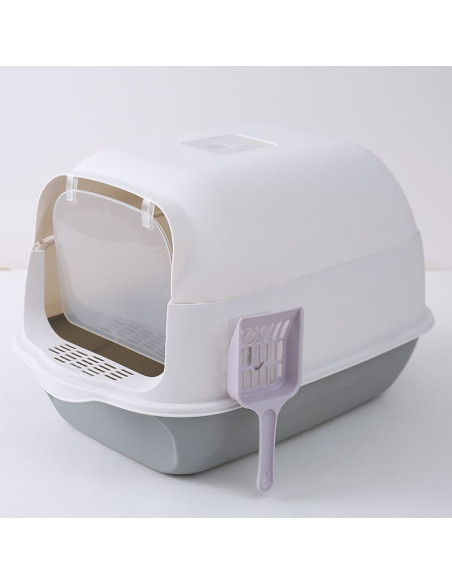 Litiera acoperita pentru pisici, cu filtru neutralizare mirosuri si lopatica, KOT14