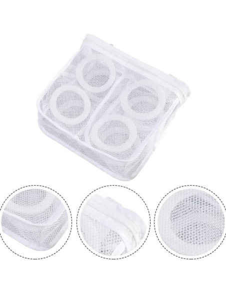 Set 5 Saculeti pentru Spalarea si Uscarea Incaltamintei si a Hainelor de Dimensiuni Mici, Poliester, 28 x 27 cm, Alb