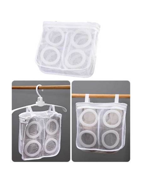 Set 5 Saculeti pentru Spalarea si Uscarea Incaltamintei si a Hainelor de Dimensiuni Mici, Poliester, 28 x 27 cm, Alb