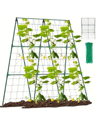 Ansamblu suport araci cu plasa pentru cresterea plantelor cataratoare, castraveti, fasole, mazare, 210 x 210 cm