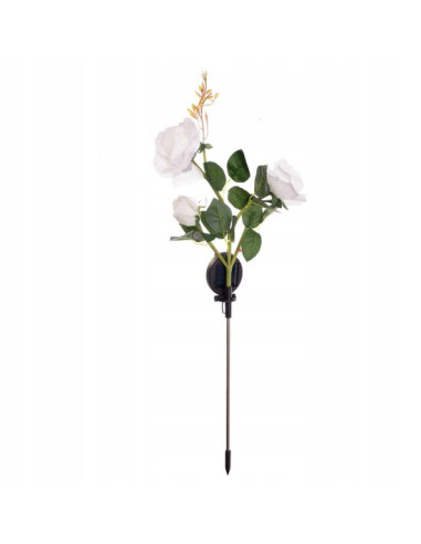 Lampa solara pentru gradina, Gardlov, trandafir cu 3 flori, 3 LED, 5 culori, 80 cm