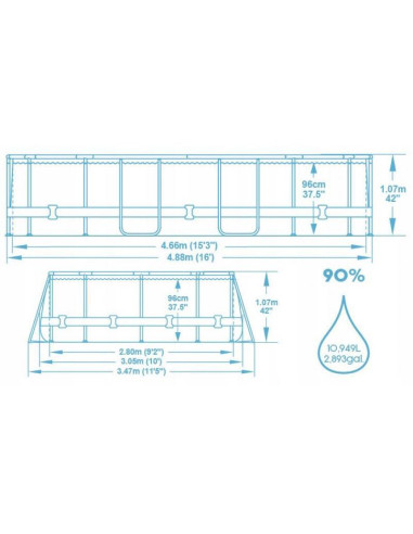 Piscina structura metalica, ovala, cu pompa nisip, scara, dozator, prelata acoperire, gri, 488x305x107 cm, Bestway Power Steel