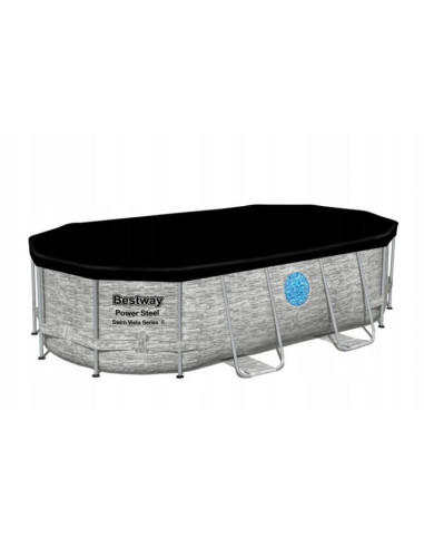 Piscina structura metalica, ovala, cu pompa nisip, scara, dozator, prelata acoperire, gri, 488x305x107 cm, Bestway Power Steel