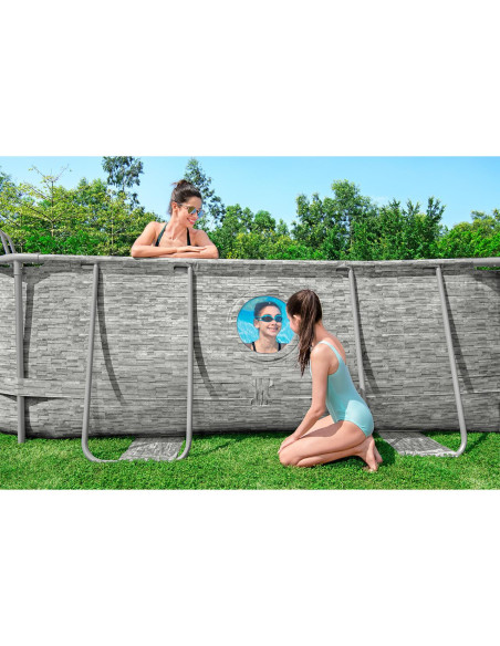 Piscina structura metalica, ovala, cu pompa nisip, scara, dozator, prelata acoperire, gri, 488x305x107 cm, Bestway Power Steel