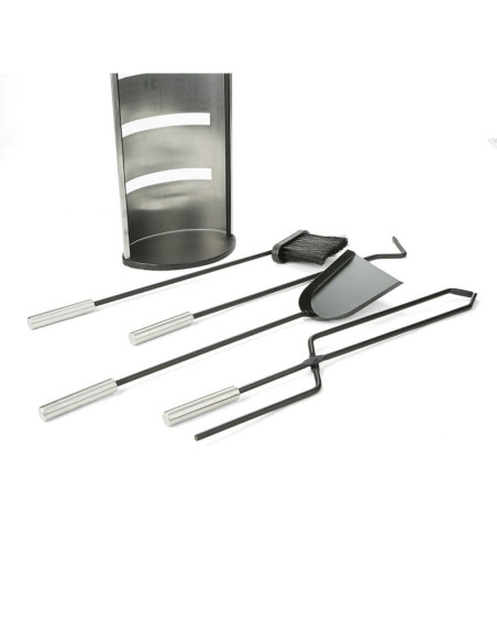 Set 4 Accesorii cu Suport pentru Semineu si Soba din Inox, 66 cm, Argintiu
