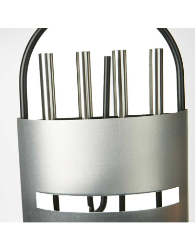 Set 4 Accesorii cu Suport pentru Semineu si Soba din Inox, 66 cm, Argintiu